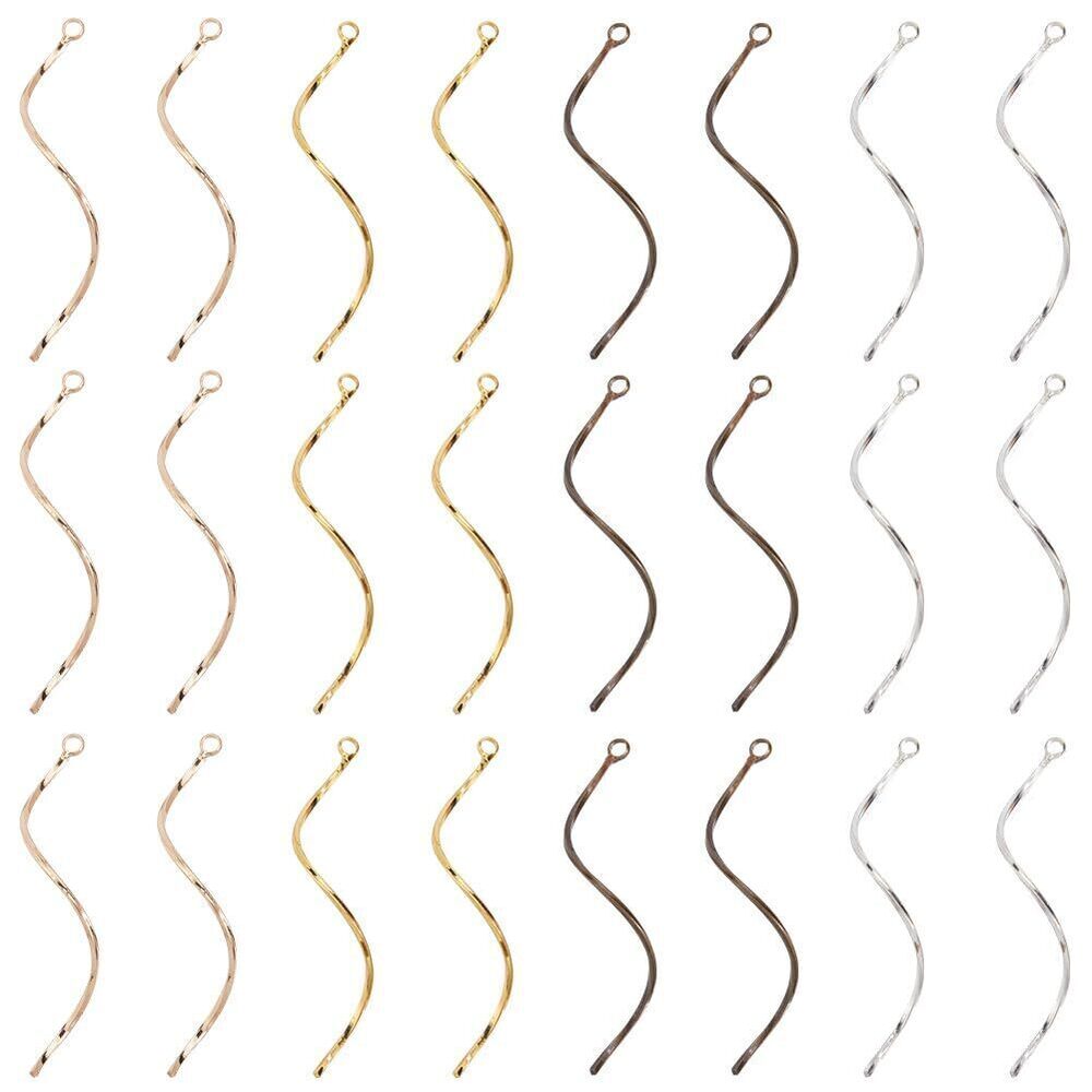 1939 1 Box 40Pcs 4 Colors Dangle Bar Charms Ear Thread Findings S Shape